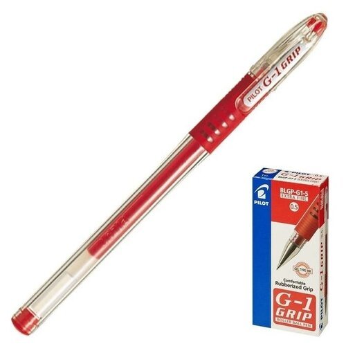 Ручка гелевая Pilot G-1 Grip, узел 0.5мм, чернила красные, резиновый упор