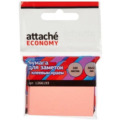 Стикеры 'Attache Economy', 38x51 мм, 100 лист, неоновый розовый