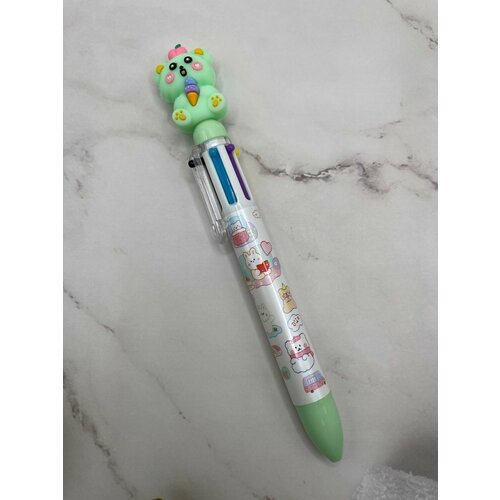 Ручка шариковая 'Мишка зеленый' автоматическая, многоцветная 8 цветов.