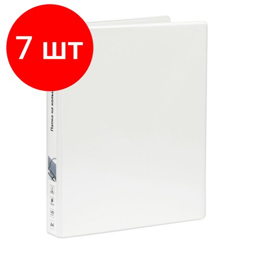 Комплект 7 шт, Папка на 4 кольцах OfficeSpace, панорама, А4, 35мм, ПВХ, белая