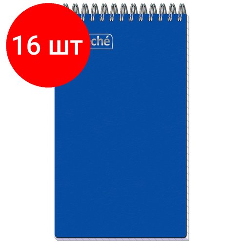 Комплект 16 штук, Блокнот на спирали А6+ 80л Attache клетка, обложка Plastic