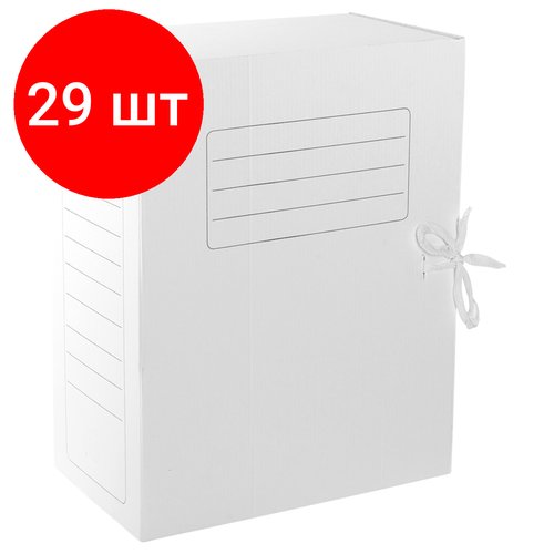 Комплект 29 шт, Папка архивная с завязками OfficeSpace, микрогофрокартон, 150мм, белый, до 1400л.