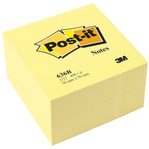 Post-it Блок-кубик Classic, 76х76 мм, канареечно-желтый, 450 штук (636B) Желтый 80 г/м² 450 листов