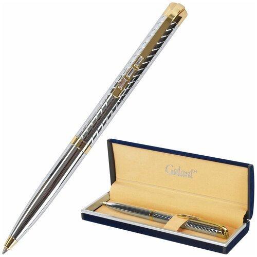 Ручка подарочная шариковая GALANT 'Barendorf', корпус серебристый с гравировкой, золотистые детали, пишущий узел 0,7 мм, синяя, 141011