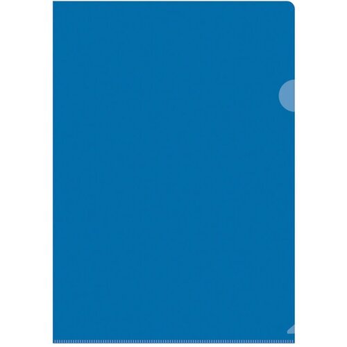 Папка-уголок OfficeSpace А4, 100мкм, пластик, прозрачная синяя, 20 штук