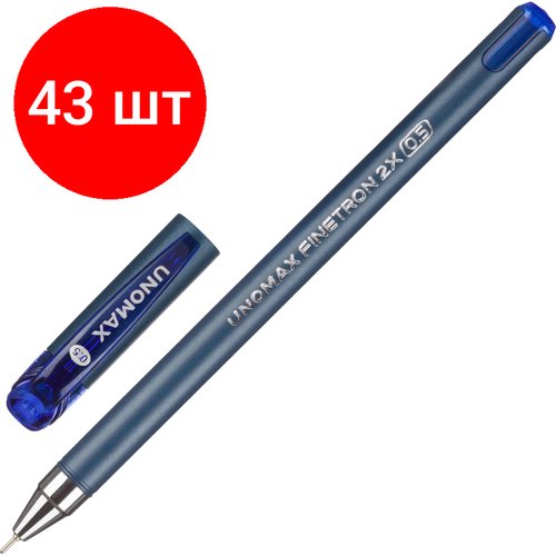 Комплект 43 штук, Ручка шариковая неавтомат. Unomax Finetron, д/ш 0.5мм, лин.0.3 мм, син
