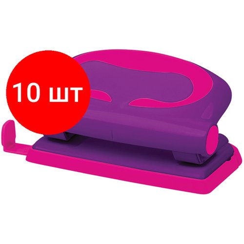 Комплект 10 шт, Дырокол Berlingo 'Fuze' 10л, пластиковый, фиолетовый, с линейкой