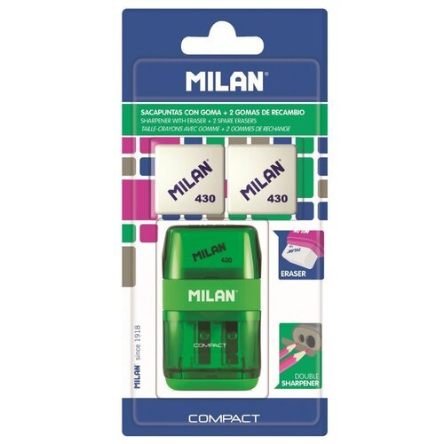 Ластик-точилка Milan COMPACT +2смен. ласт синт. кауч лезв. точ из углер стали