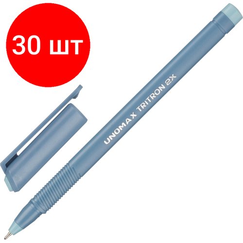 Комплект 30 штук, Ручка шариковая неавтомат. Unomax Tritron 2x д/ш0.7мм, л0.3мм син