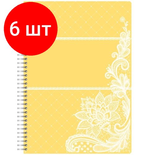 Комплект 6 штук, Бизнес-тетрадь 80л, А5, Амели,210х152мм, Желтый,80г/квм, тонир