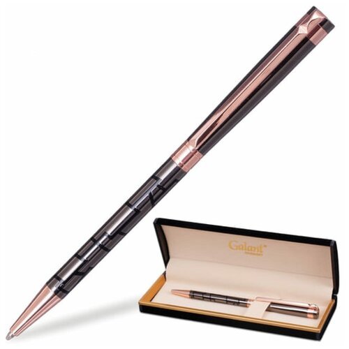 Ручка подарочная шариковая GALANT 'Vitznau', корпус серый с золотистым, золотистые детали, пишущий узел 0,7 мм, синяя, 141664