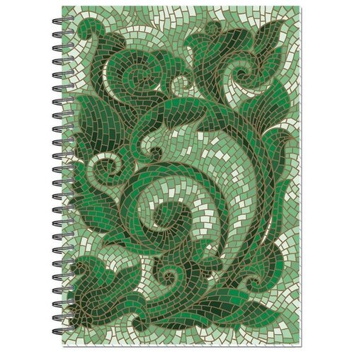 Бизнес-тетрадь А5 Attache Мозаика зеленая, 80 листов, клетка, спираль (146x205мм), 20шт.