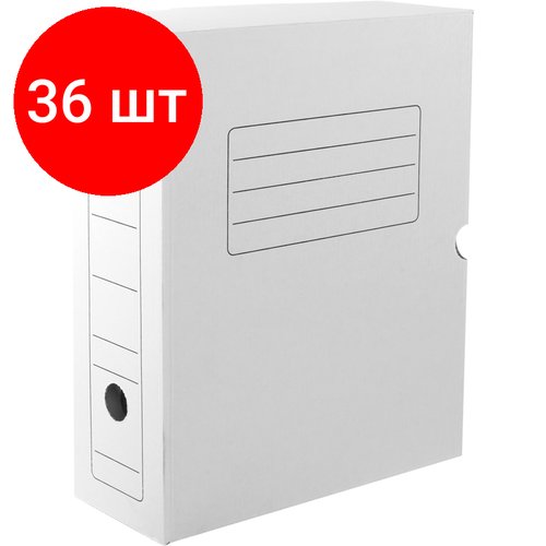 Комплект 36 шт, Короб архивный с клапаном OfficeSpace, микрогофрокартон, 150мм, белый, до 1400л.