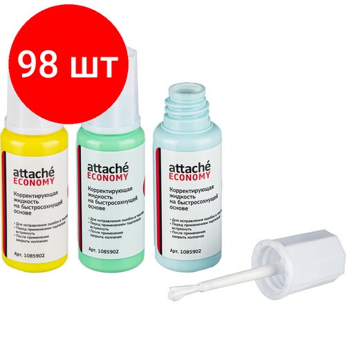 Комплект 98 штук, Корректирующая жидкость 12г Attache Economy быстросохнущая основа кисточка