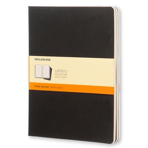 Блокнот Moleskine Cahier Journal XLarge, 19 х 25 см, обложка картон, 120 страниц, линейка, черный