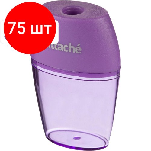 Комплект 75 штук, Точилка Attache Bright Colours 1 отв, цветной контейнер, ассорти