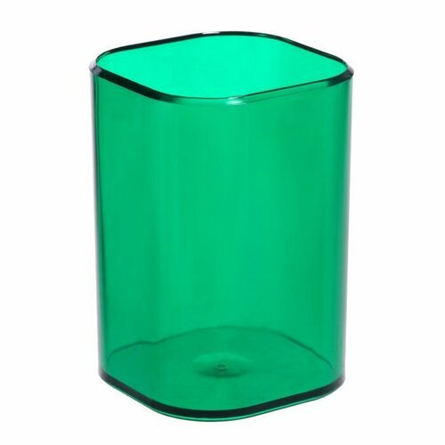 Подставка-стакан для пишущих принадлежностей Стамм 'Фаворит', квадратная, тонированная зеленая