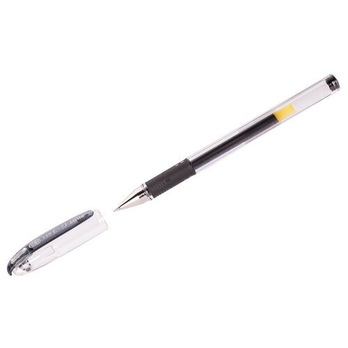 Ручка гелевая с грипом PILOT 'G-3', черная, корпус прозрачный, узел 0,38 мм, линия письма 0,2 мм, BLN-G3-38