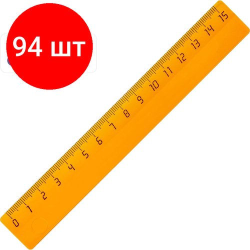 Комплект 94 штук, Линейка 15см Attache Economy пластик цвет прозр ассорти (крас, син, зел, оран)