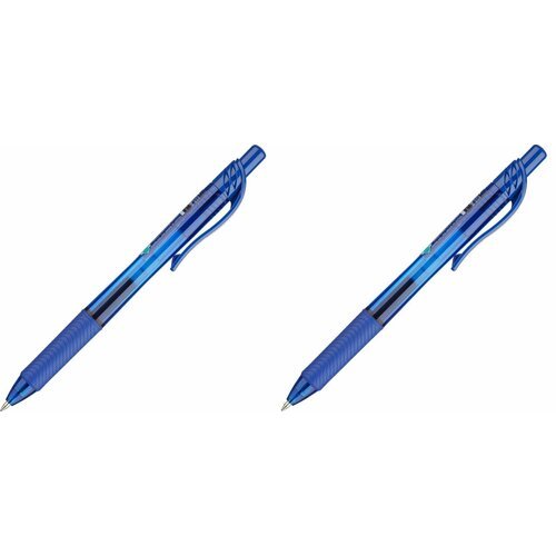 Pentel Ручка гелевая автоматическая EnerGel Rec, 0,7 мм, синяя, манжета, 2 уп.