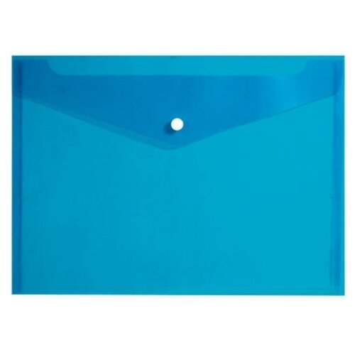 INFORMAT Папка-конверт на кнопке прозрачная А4, 150 мкм, пластик, синий