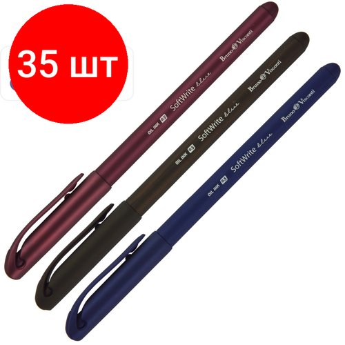 Комплект 35 штук, Ручка шариковая неавтомат. Softwrite Original0.5, син, масл, манж20-0088