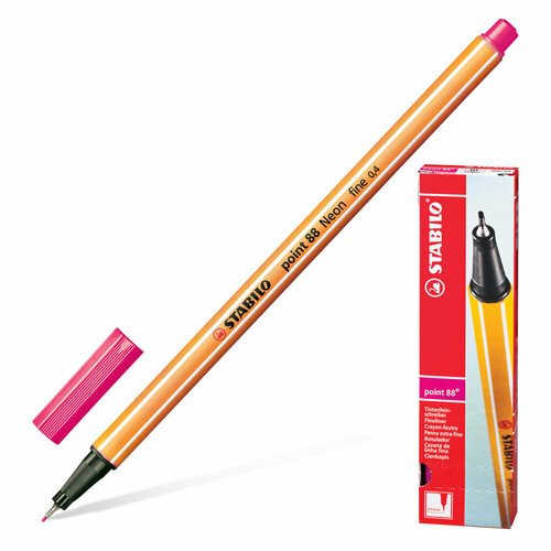 Ручка капиллярная (линер) STABILO 'Point 88', неоновая розовая, корпус оранжевый, линия письма 0,4 мм, 88/056 упаковка 10 шт.