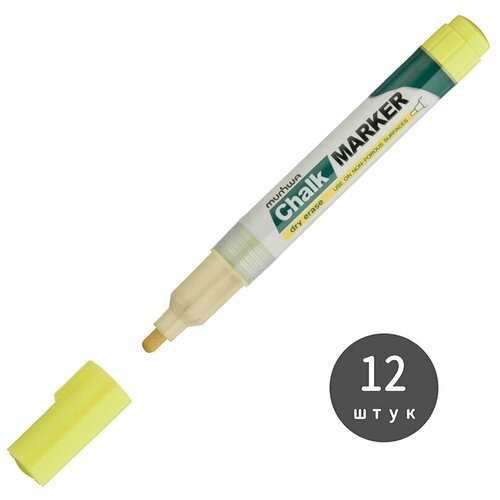 Маркер меловой MunHwa 'Chalk Marker' желтый, 3 мм, спиртовая основа (12 штук)