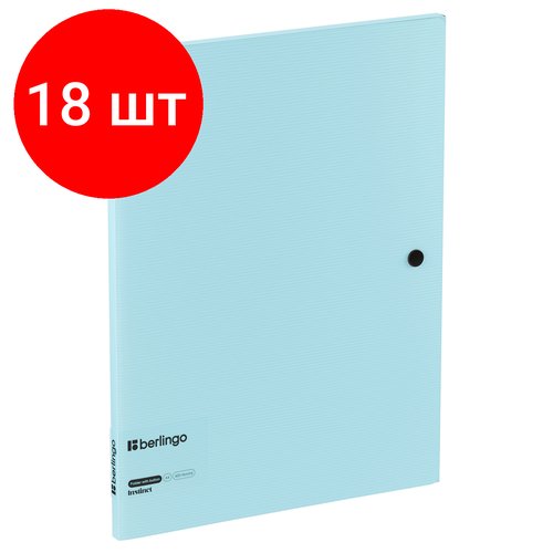 Комплект 18 шт, Папка на кнопке Berlingo 'Instinct' А4, пластик, 600мкм, аквамарин