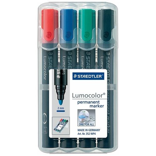 Staedtler Набор перманентных маркеров Lumocolor, 4 шт (352 WP4), разноцветный, 4 шт.