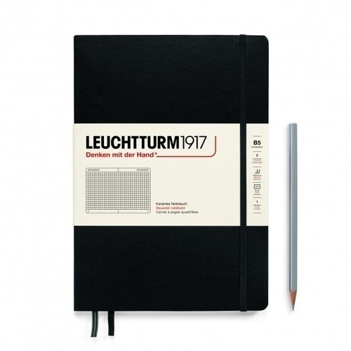 Блокнот Leuchtturm1917, в клетку, 109 листов, В5, черный