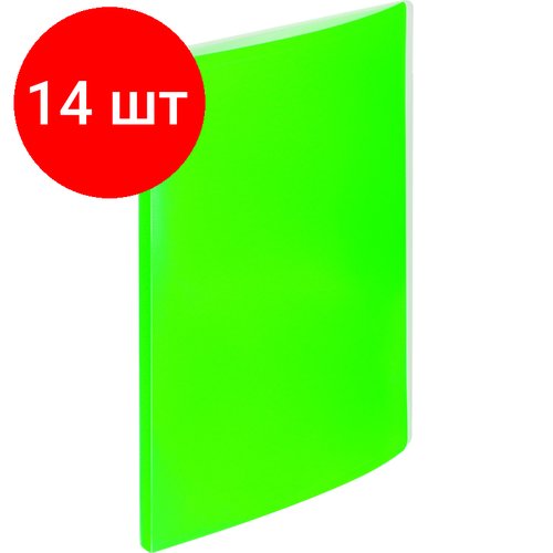 Комплект 14 штук, Папка файловая на 60 файлов Attache Neon А4 плотность 500мкм салатовый