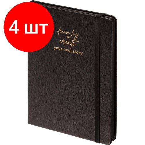 Комплект 4 штук, Ежедневник недатированный черный, А5 136 л, Story, ATTACHE