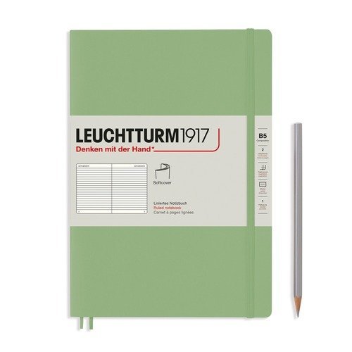 Записная книжка Leuchtturm Composition В5, в линейку, пастельный зеленый, 123 страниц, мягкая обложка