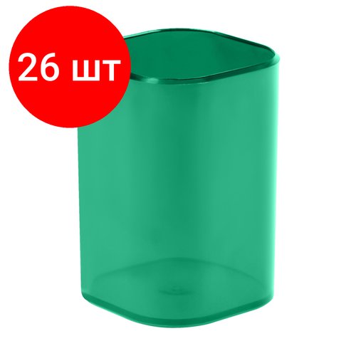 Комплект 26 шт, Подставка-стакан СТАММ 'Фаворит', пластиковая, квадратная, тонированная зеленая