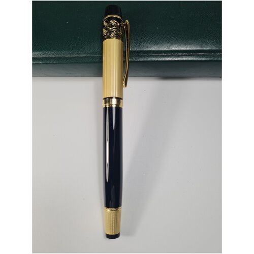 Ценнейшая перьевая ручка золотисто черного цвета с чехлом