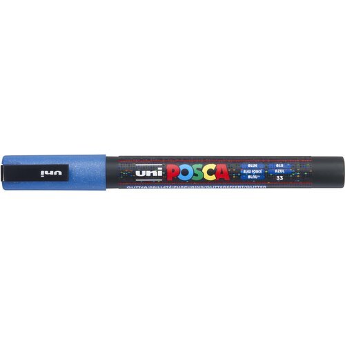 Маркер POSCA PC-3ML, синий с блёстками, 0.9 - 1.3 мм, овальный наконечник