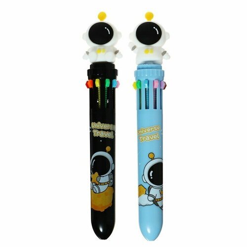 Ручка шариковая автоматическая 10-ти цветная, стержень 0,7мм, астронавтмикс, 'Hidde'