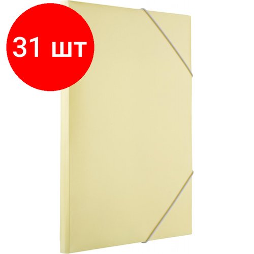 Комплект 31 штук, Папка на резинках Attache Акварель А4, плотн 350мкм, желтая