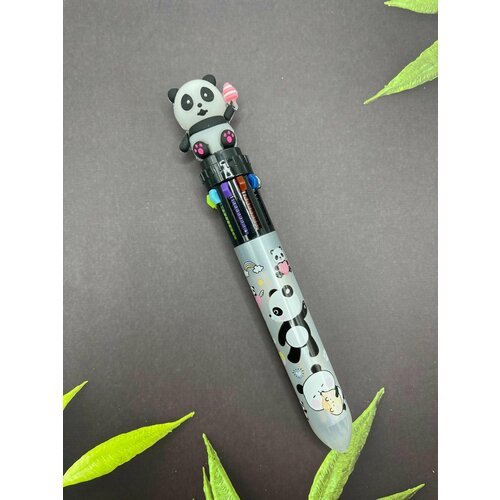 Ручка шариковая 'Панда черная' автоматическая , многоцветная 10 цветов.