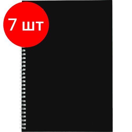 Комплект 7 штук, Бизнес-тетрадь А4 80л ATTACHE, спираль, черный, блок 60г, обложка 215г