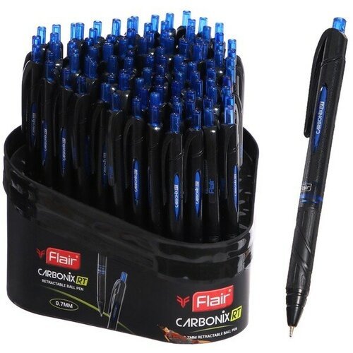 Ручка шариковая автоматическая 'Flair. CARBONIX RT', узел 0.7 мм, карбоновый корпус, чернила синие(100 шт.)