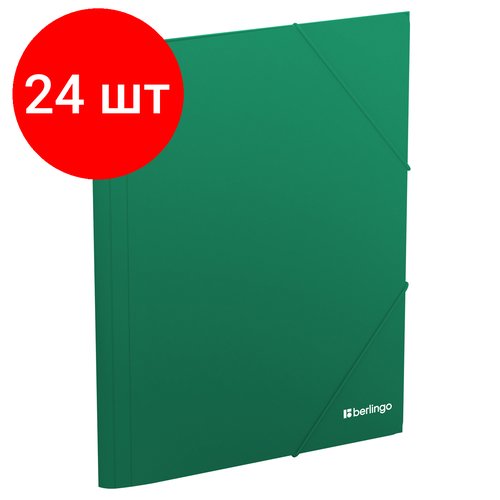 Комплект 24 шт, Папка на резинке Berlingo 'Soft Touch' А4, 600мкм, зеленая