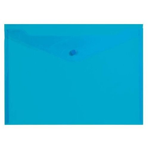 INFORMAT Папка-конверт на кнопке прозрачная А4, 180 мкм, пластик, синий