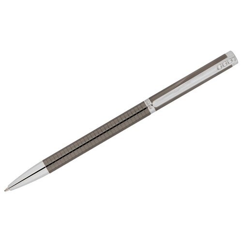 Ручка шариковая Delucci 'Stella', синяя, 1,0 мм, корпус оружейный металл/серебро, кристал, подарочная упаковка