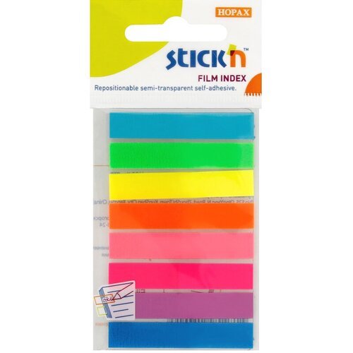 Stick`n Закладки самоклеящиеся индексы пластиковые 70 г/м2 20 л. 8 цветов в упаковке 21401