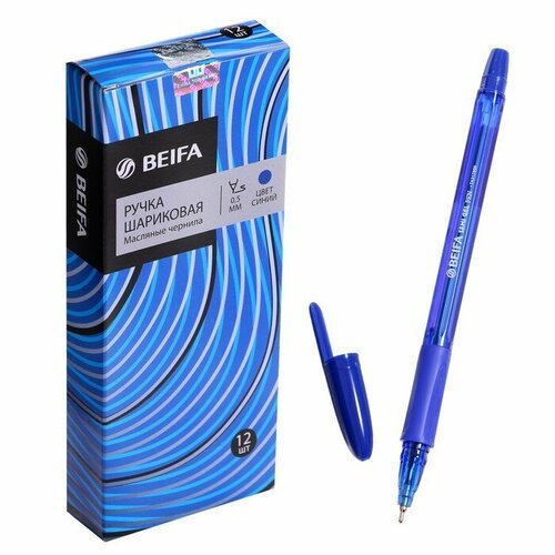 Ручка шариковая Beifa узел 0,7мм , синие чернила, пластиковый корпус(12 шт.)