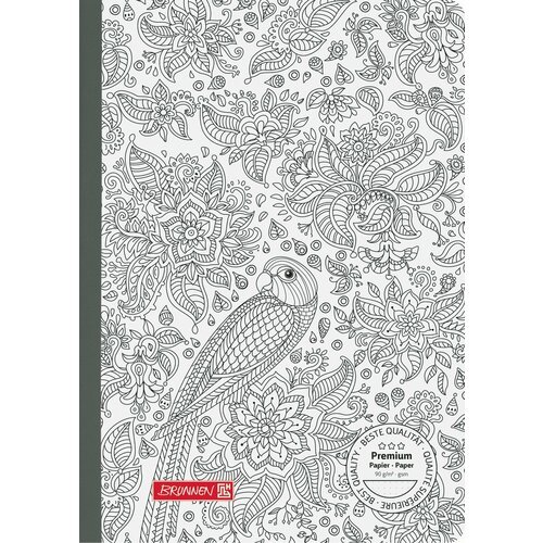 Блокнот ZenArt, Обложка с раскрашиваемыми мотивами, А5, 96 листов, 90г/м2, точка, Попугай