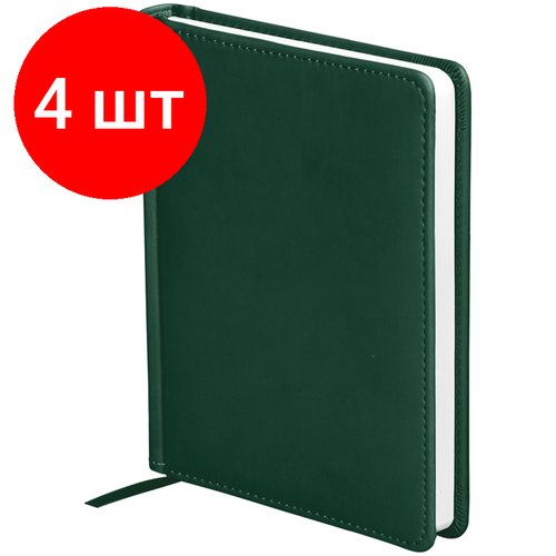 Комплект 4 шт, Ежедневник недатированный, А6, 136л, кожзам, OfficeSpace 'Winner', зеленый