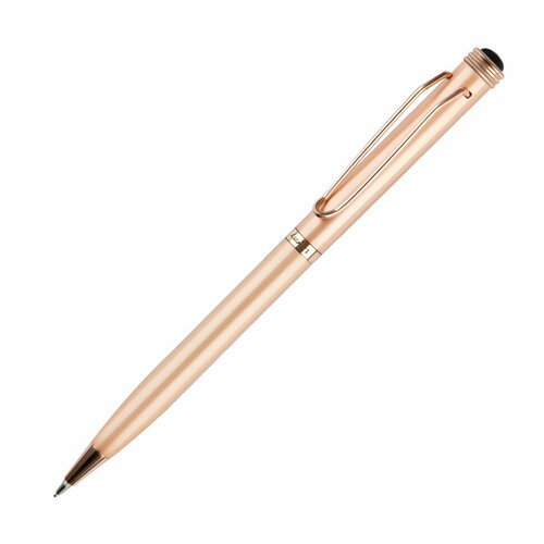 Ручка шариковая Luxor 'Anvi' синяя, 0,7мм, корпус розовое золото, поворотный механизм, футляр, 338404